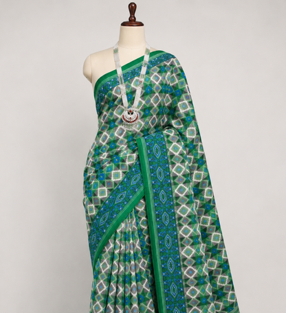 Nepali Dhaka Saree Green