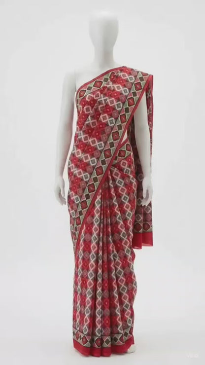 Dhaka Saree Red